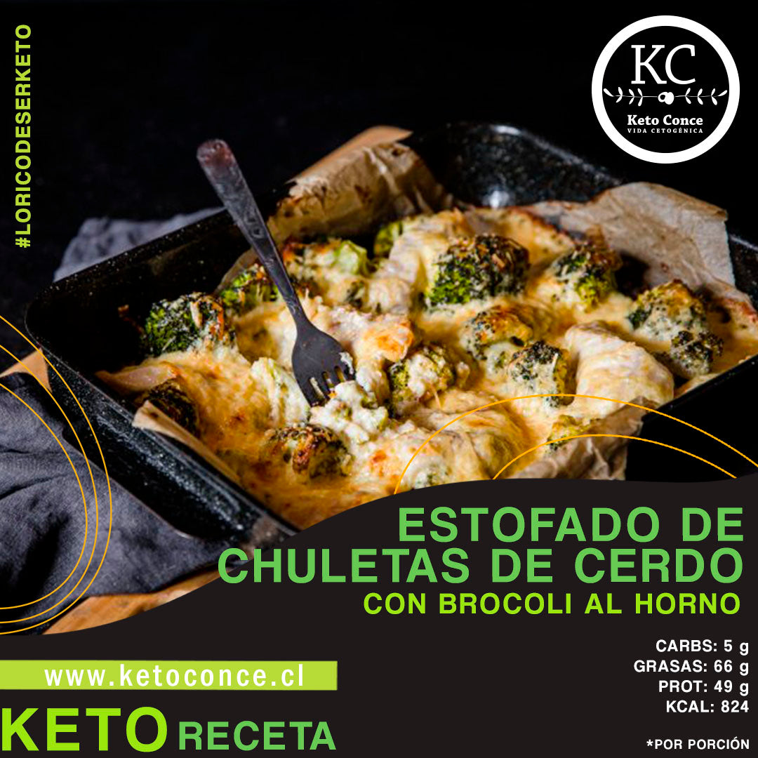 Estofado de chuletas de cerdo y brócoli (o coliflor) al horno