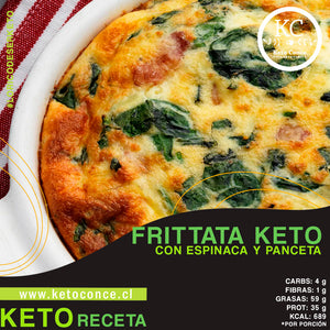 Frittata keto con espinacas y panceta