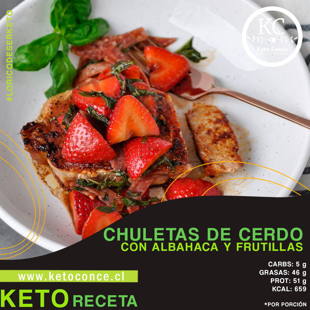 Chuletas de Cerdo con albahaca y frutilla