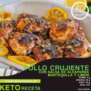 Pollo crujiente con salsa de alcaparras y mantequilla de limón